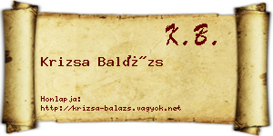 Krizsa Balázs névjegykártya